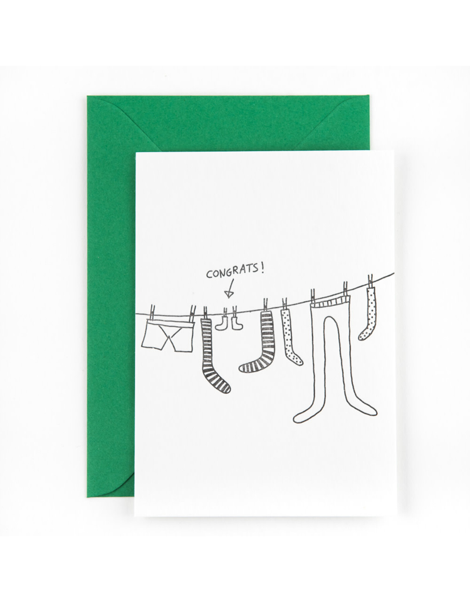 Studio Flash Wenskaart - Washing line - Letterpress Kaart + Envelop