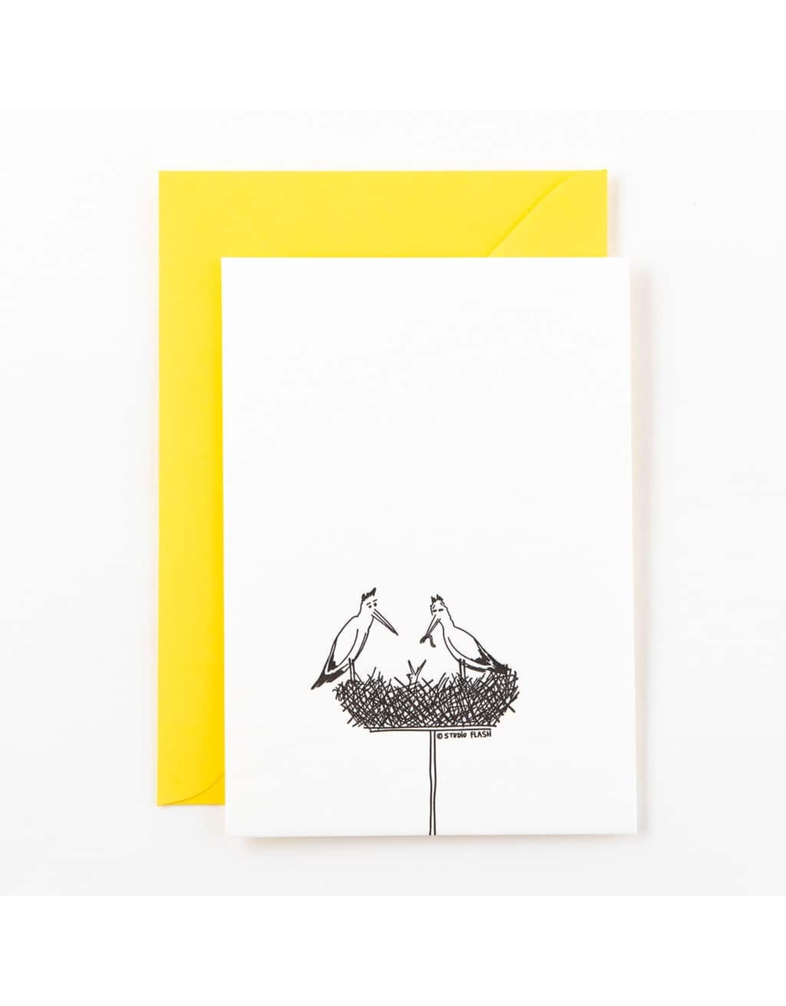Studio Flash Wenskaart - Stark Baby Nest - Letterpress Kaart + Envelop
