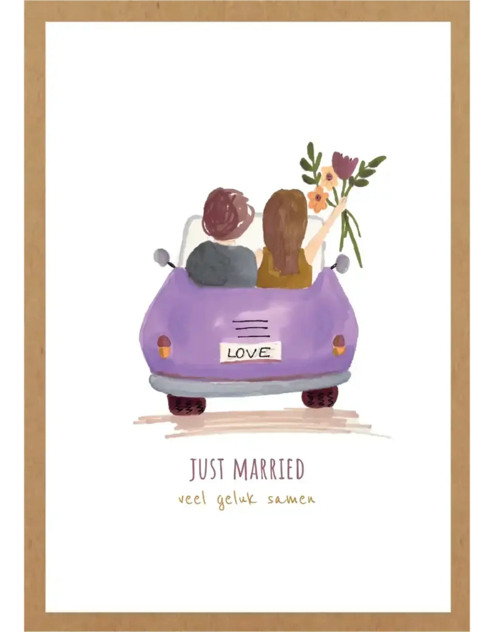 Adams Art Wenskaart - Just Married - Postkaart + Envelop