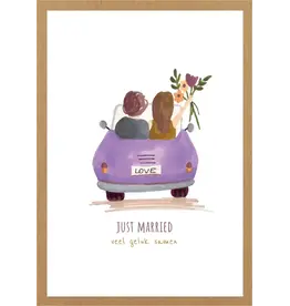 Adams Art Wenskaart - Just Married - Postkaart + Envelop
