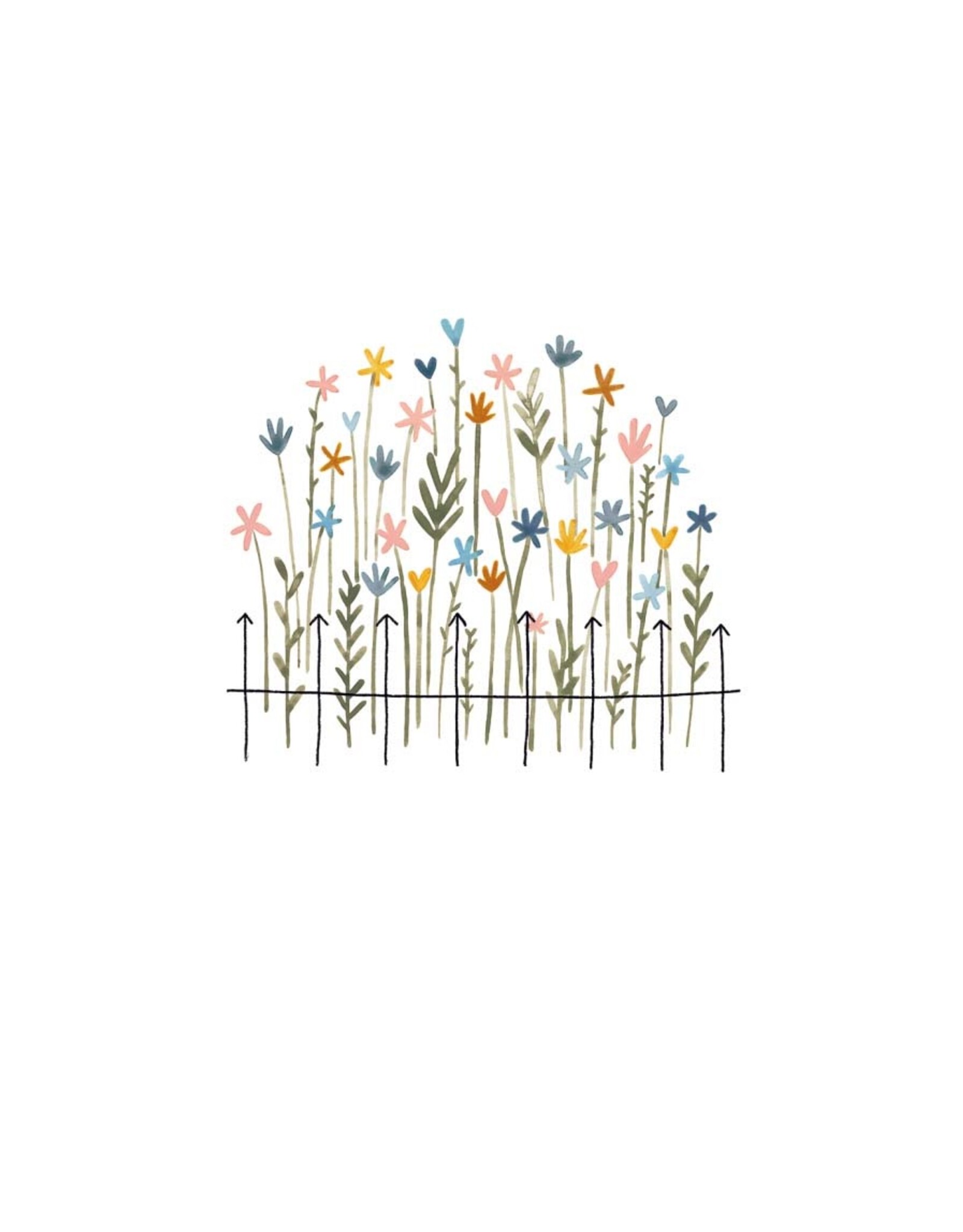 Klein liefs Wenskaart - Tuintje wilde bloemen  - Dubbele kaart + Envelop