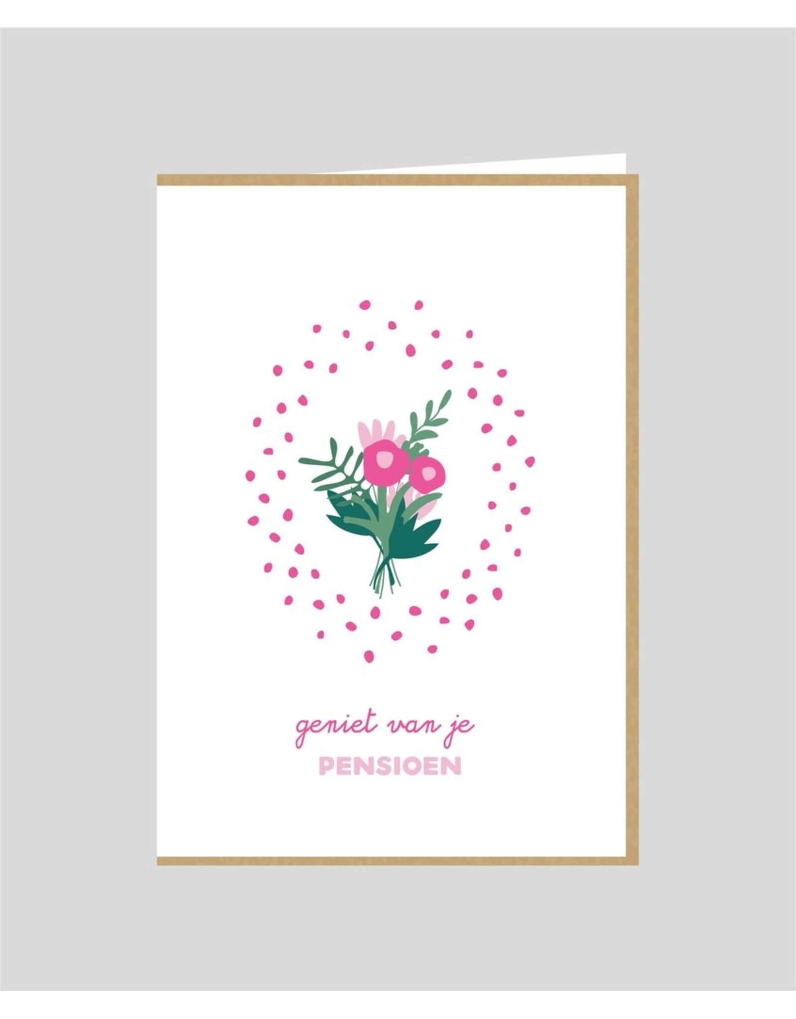 Studio Mie Wenskaart - Geniet van je pensioen - Dubbele kaart + Enveloppe