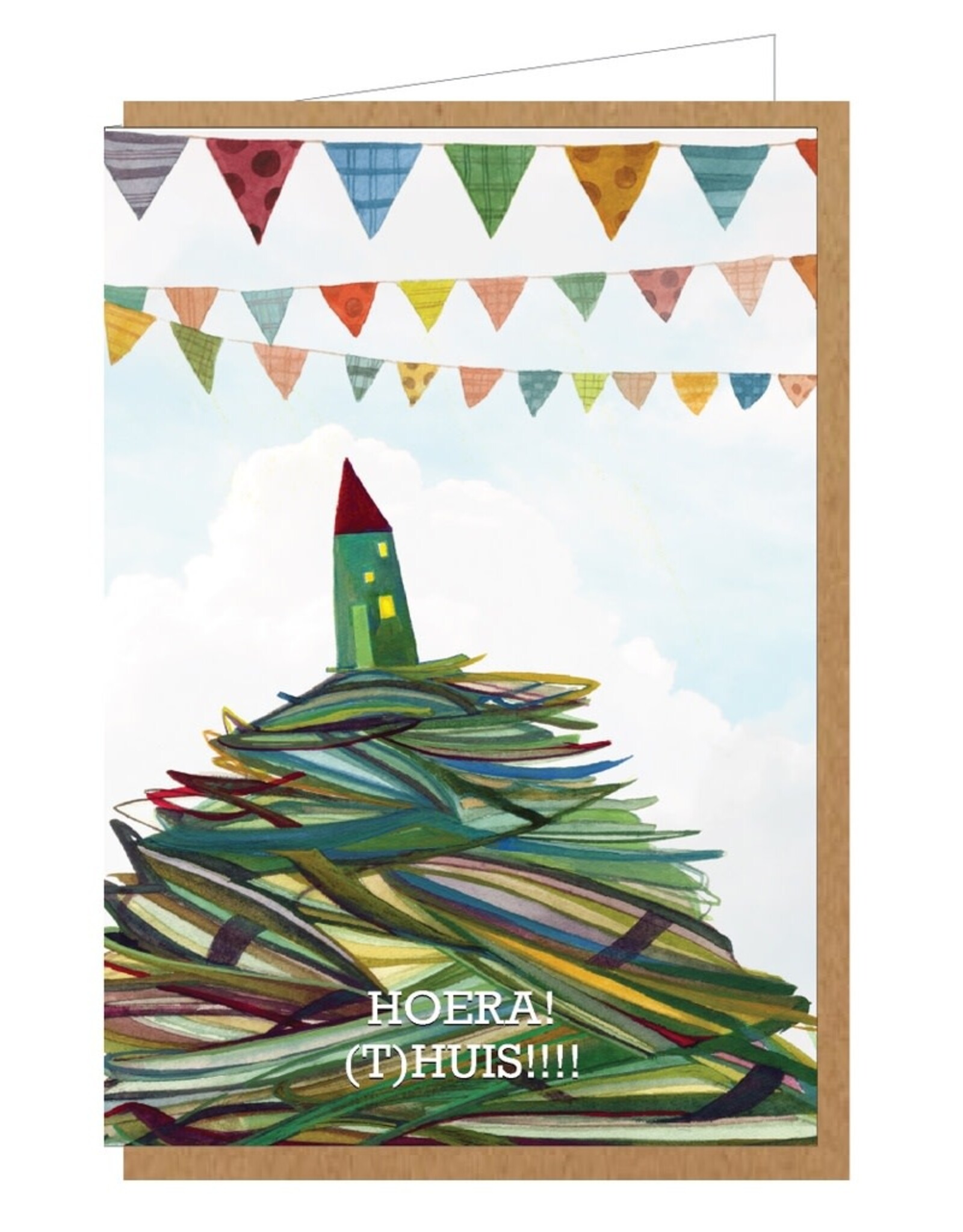 Lieve Claesen Wenskaart - Hoera (T)huis - Dubbele kaart + Envelop