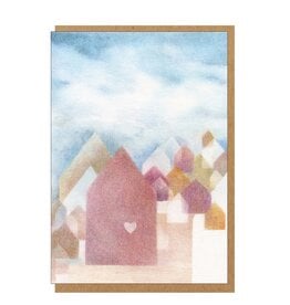 Lieve Claesen Wenskaart - Huisjes - Dubbele kaart + Envelop
