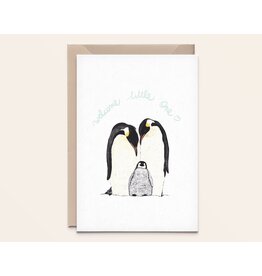Kathings Wenskaart - Pinguïn Family - Dubbele kaart + Envelope