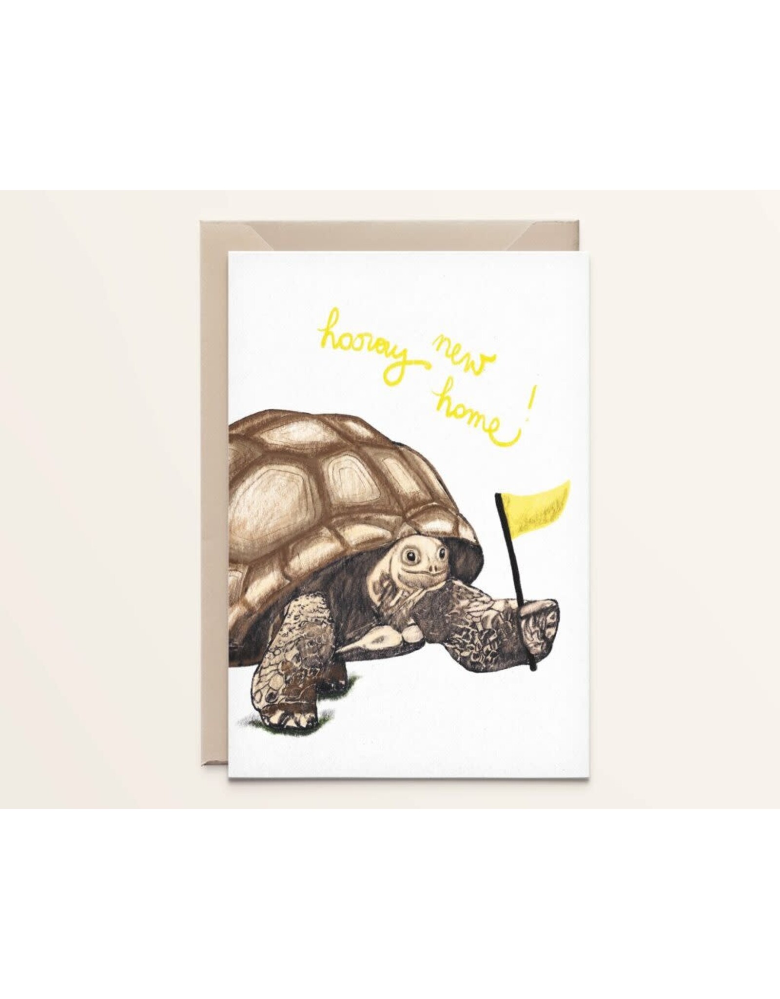Kathings Wenskaart - Tortoise, New Home - Dubbele kaart + Envelop