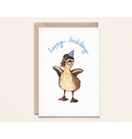 Kathings Wenskaart - Duckling, Happy Birthday - Dubbele kaart + Envelop