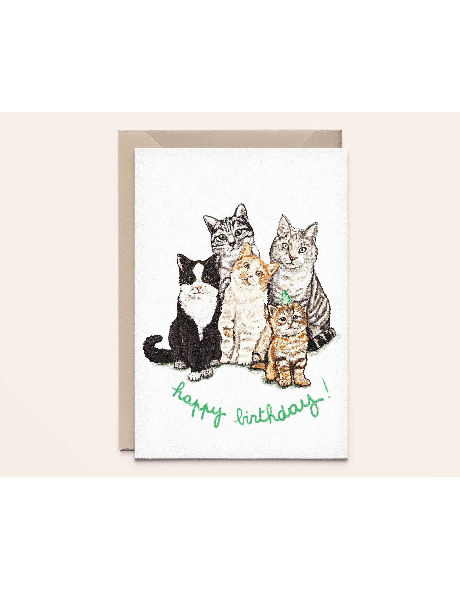 Kathings Wenskaart - Cat group - Dubbele kaart + Envelop