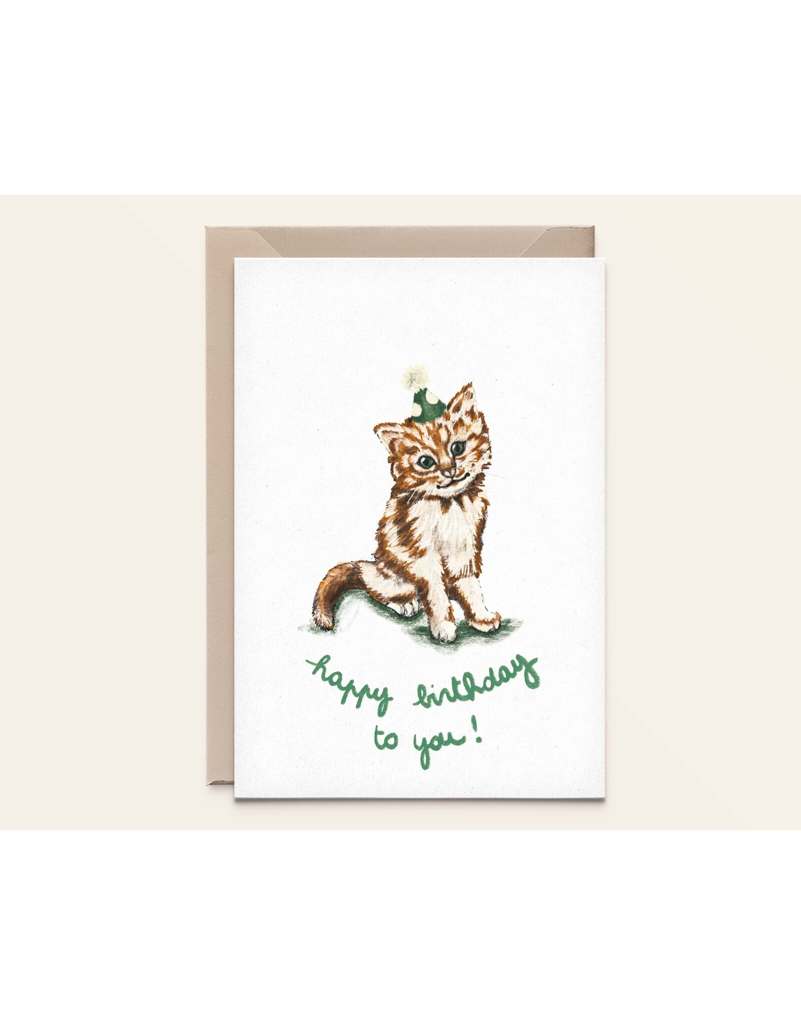 Kathings Wenskaart - Cat, Happy Birthday - Dubbele kaart + Envelop