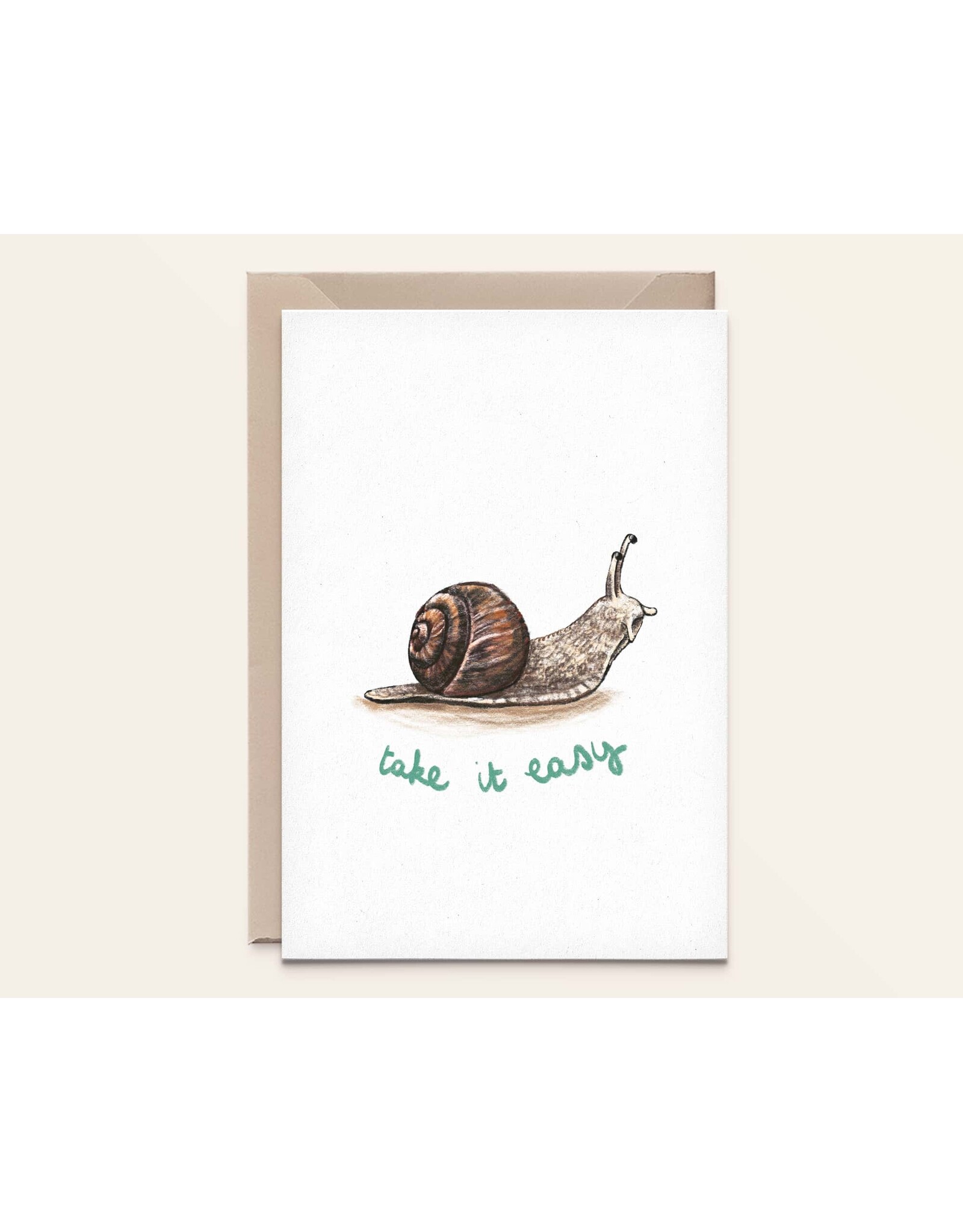 Kathings Wenskaart - Slak, Take it easy - Dubbele kaart + Envelop