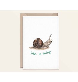 Kathings Wenskaart - Slak, Take it easy - Dubbele kaart + Envelop