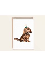Kathings Wenskaart - Teckel Longhair - Dubbele kaart + Envelop