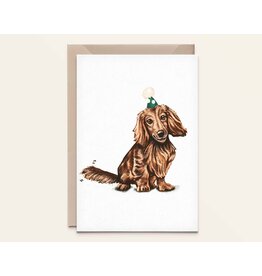 Kathings Wenskaart - Teckel Longhair - Dubbele kaart + Envelop