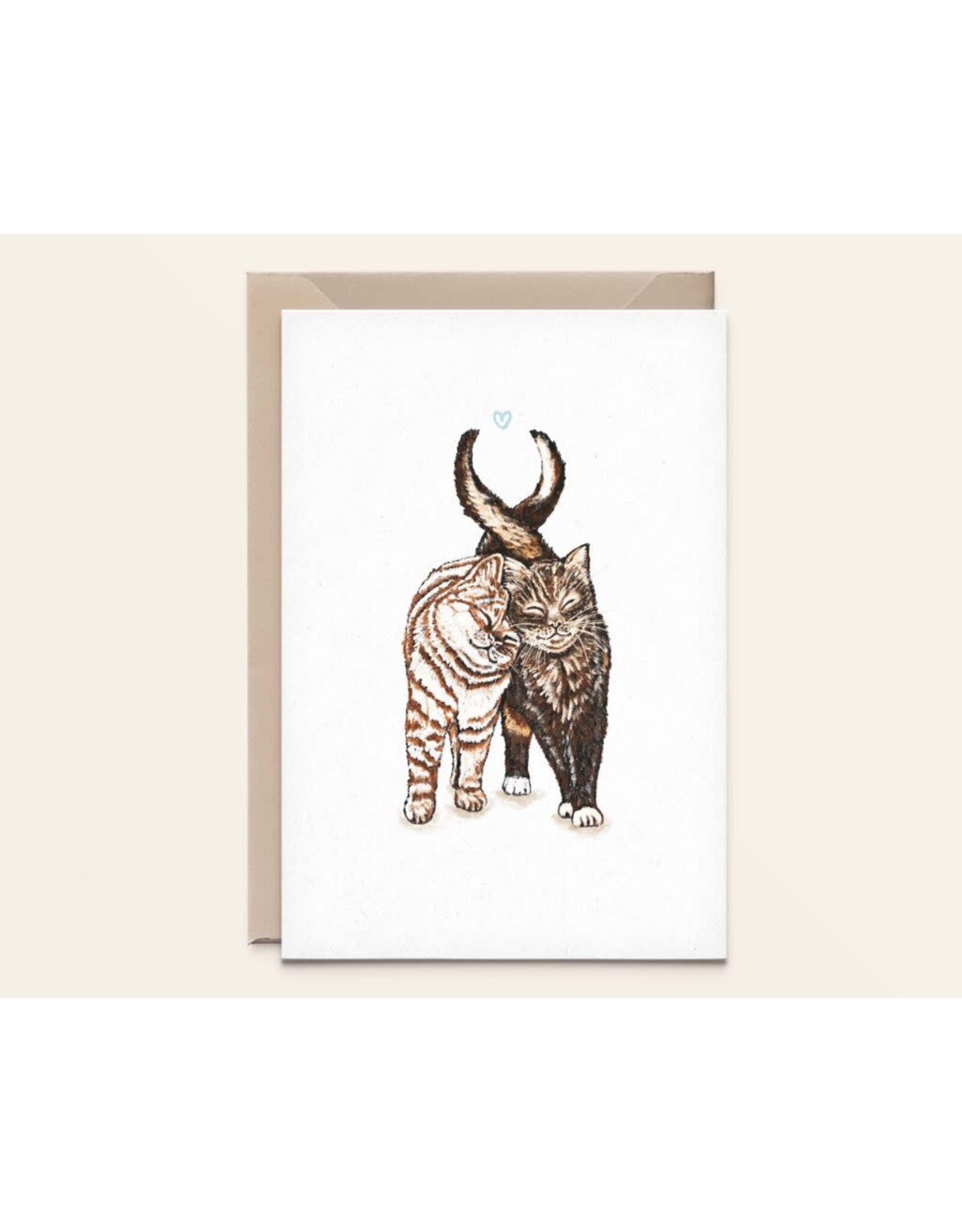 Kathings Wenskaart - Cat love - Dubbele kaart + Envelop