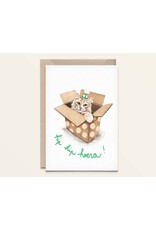 Kathings Wenskaart - Kat Cadeau, Hip Hoera! - Dubbele kaart + Envelop
