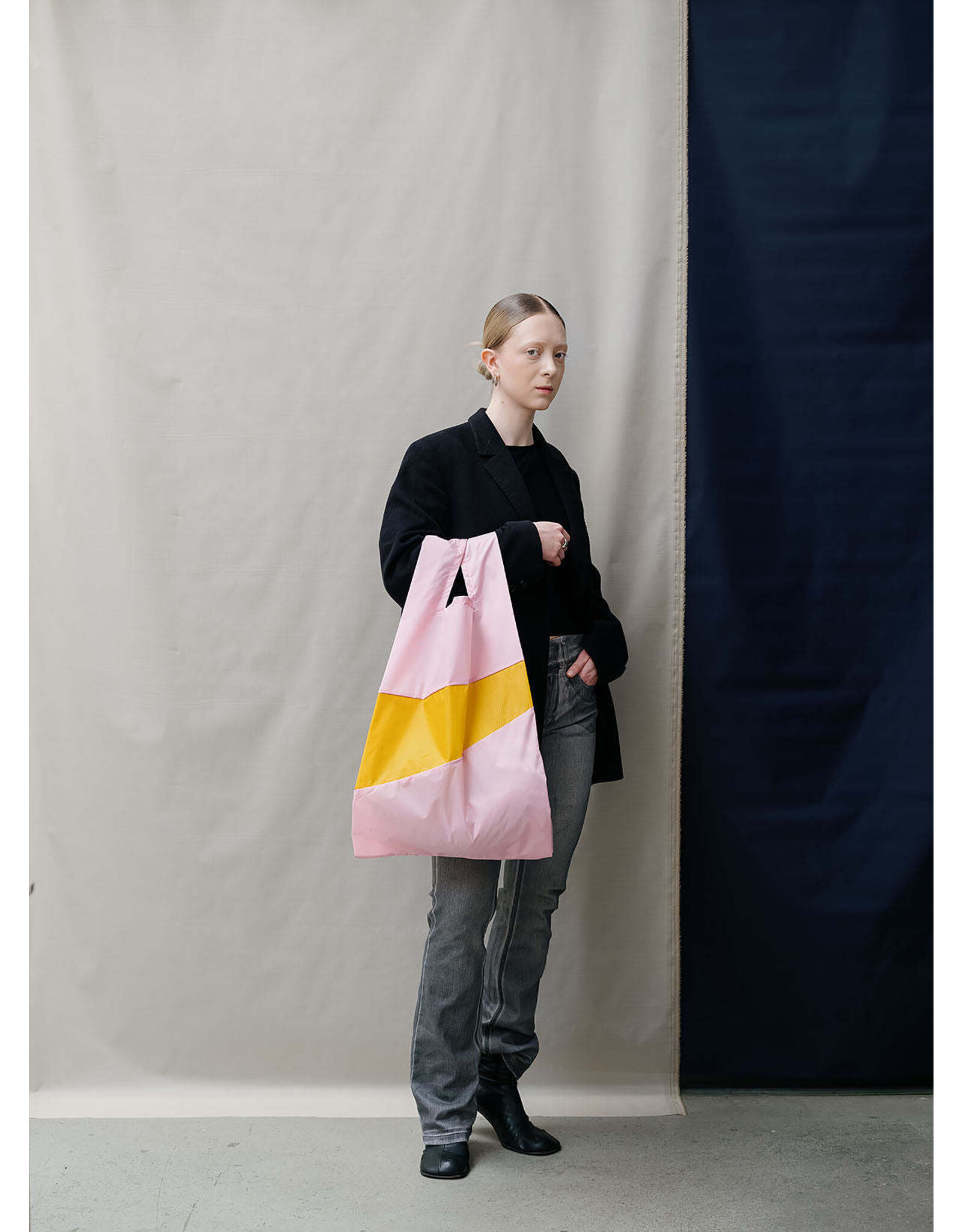 Susan Bijl Shopping bag L, Pale Pink & Lino - 37,5 x 69 x 34cm