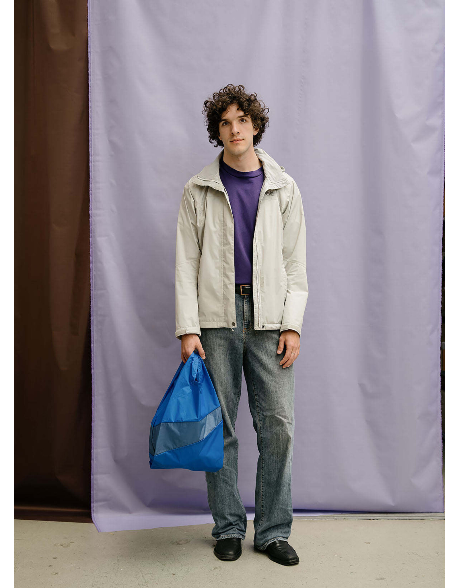 Susan Bijl Shopping bag M, Blue & Dark Petrol - 27 x 55 x 18 cm