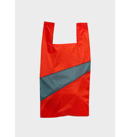 Susan Bijl Shopping bag M, Red Alert & Pine - 27 x 55 x 18 cm