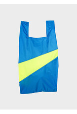 Susan Bijl Shopping bag M, Wave & Fluo Yellow - 27 x 55 x 18 cm