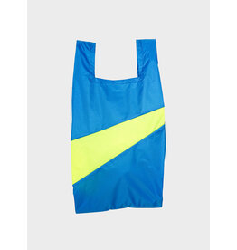 Susan Bijl Shopping bag M, Wave & Fluo Yellow - 27 x 55 x 18 cm
