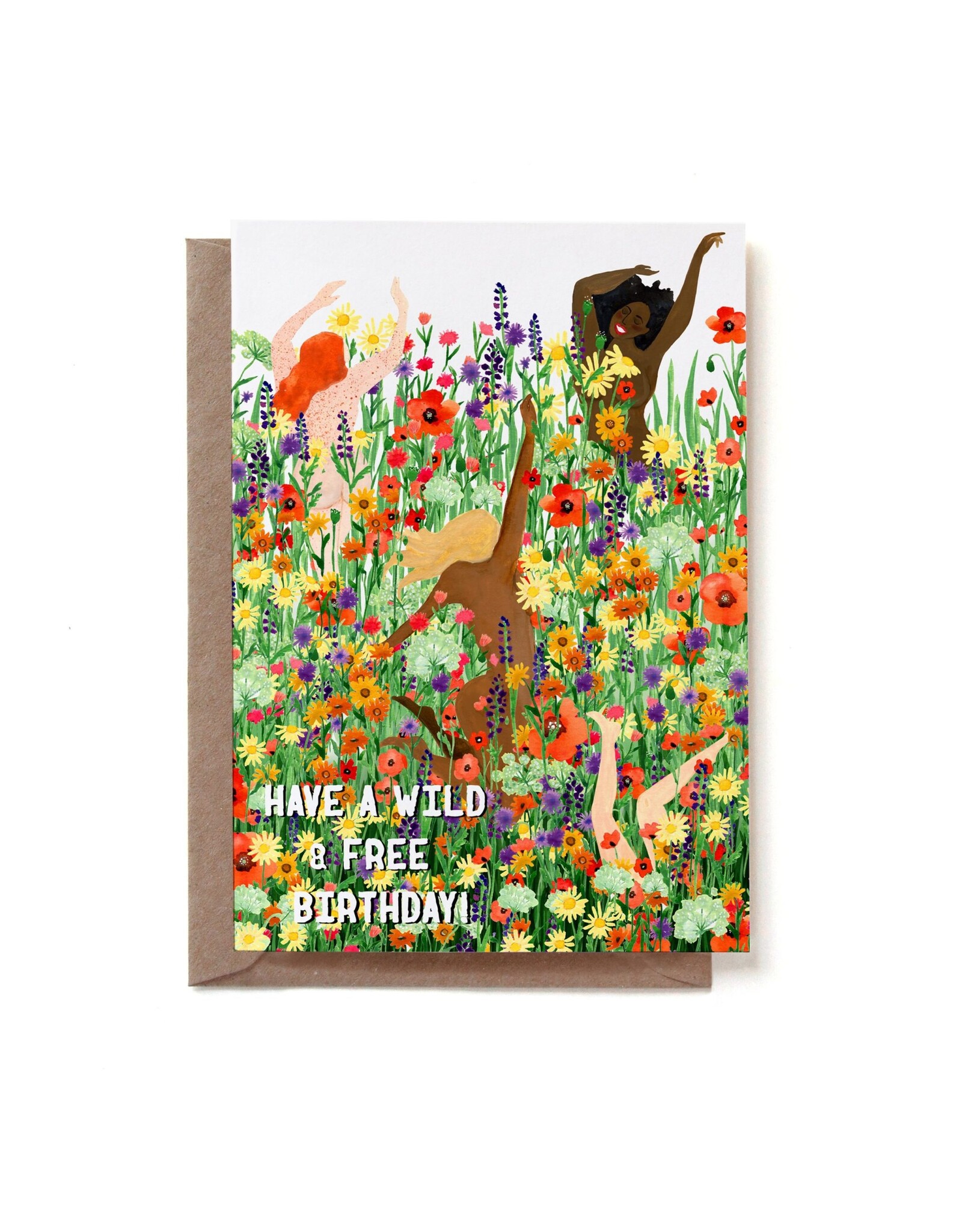 Reddish Design Wenskaart - Wild Bday Flowerfield - Dubbele kaart + Envelop