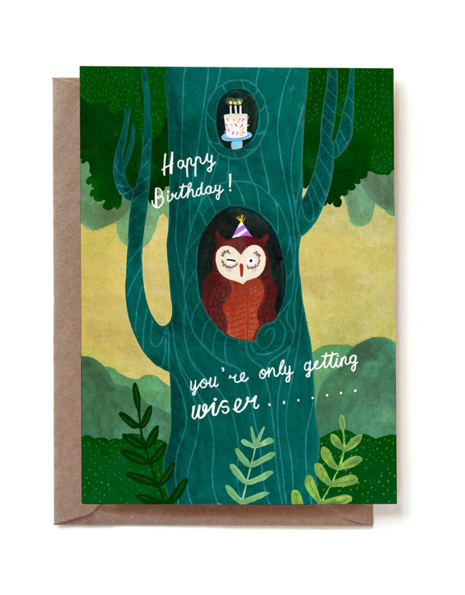 Reddish Design Wenskaart - Wise Owl - Dubbele kaart + Envelop