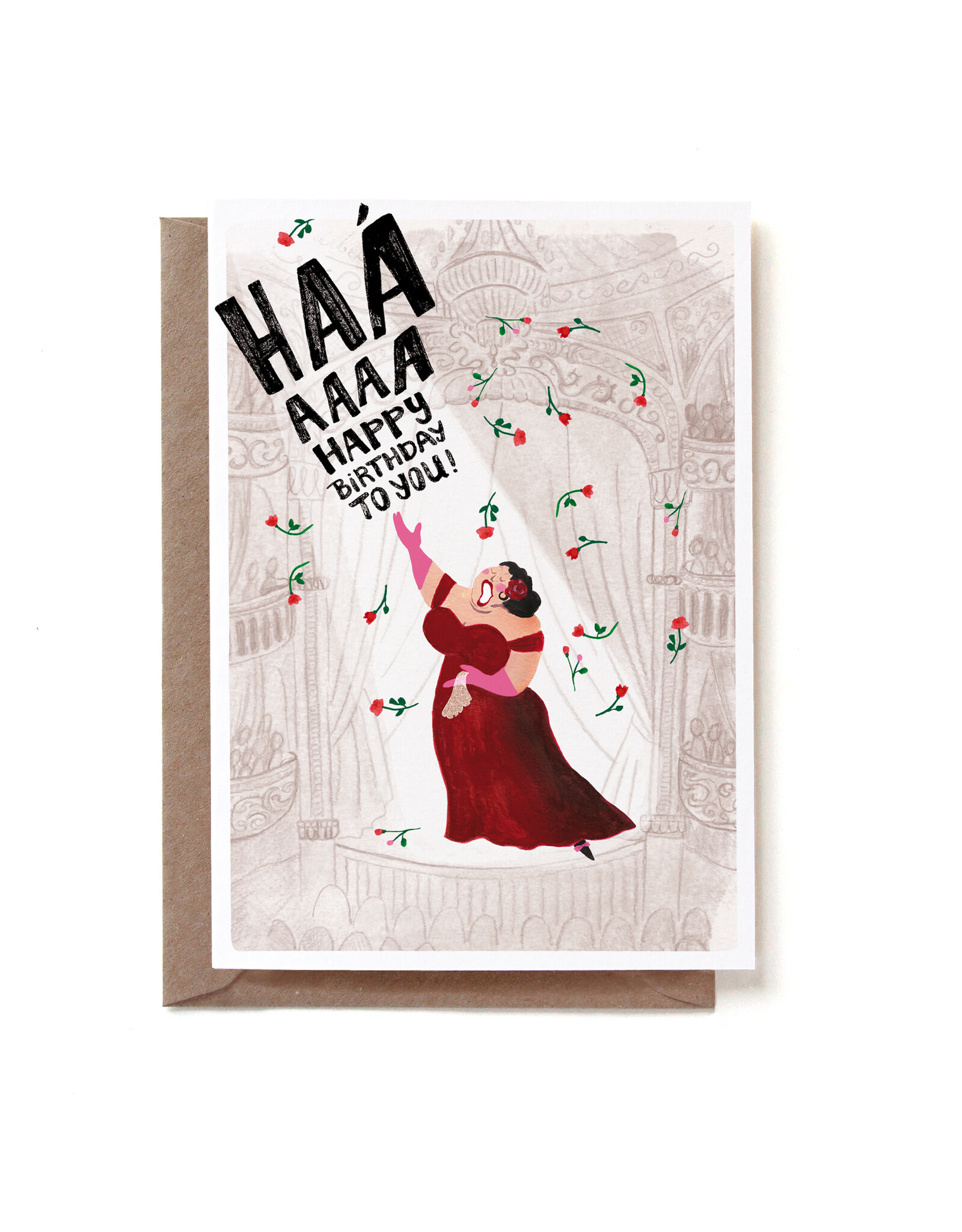 Reddish Design Wenskaart - Birthday Opera - Dubbele kaart + Envelop