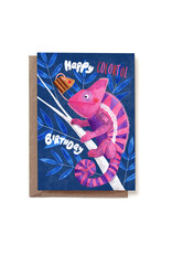 Reddish Design Wenskaart - Birthday Chameleon - Dubbele kaart + Envelop