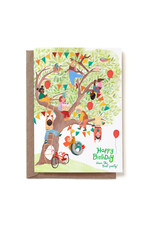 Reddish Design Wenskaart - Birthday Kids Tree - Dubbele kaart + Envelop
