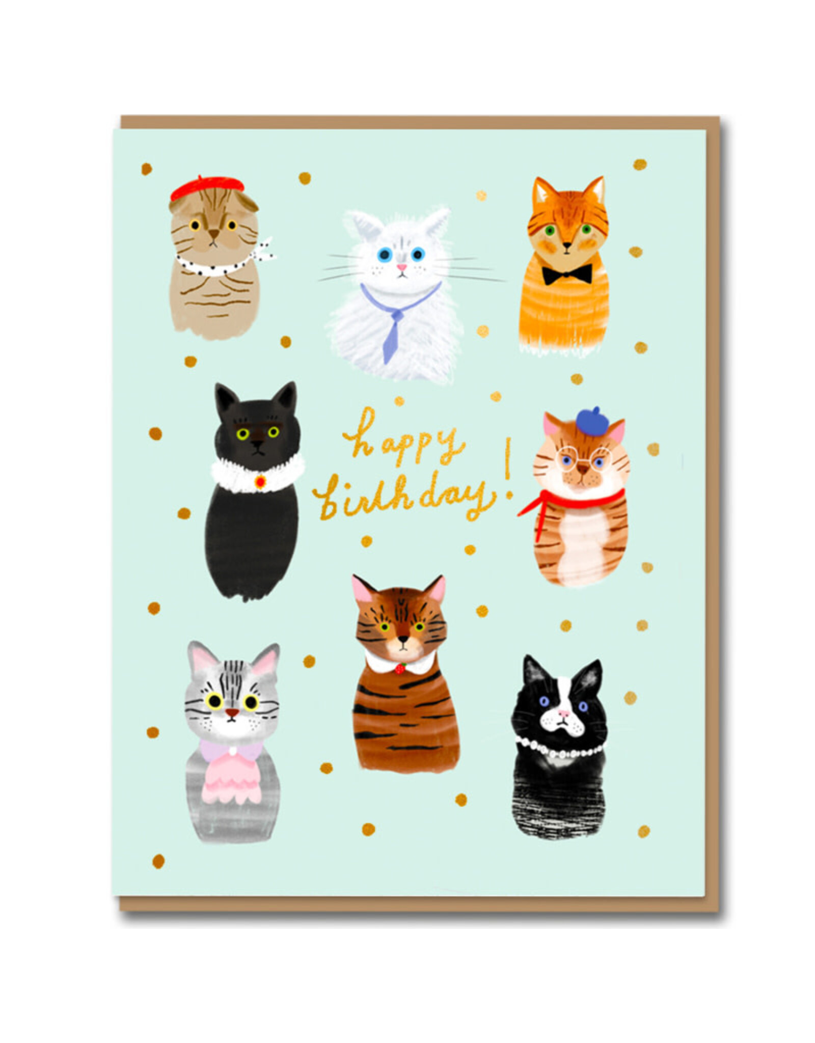 Carolyn Suzuki Goods Wenskaart - Party Cats - Dubbele kaart en Enveloppe