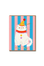 Carolyn Suzuki Goods Wenskaart - Clowny the Cat  - Dubbele kaart en Envelop