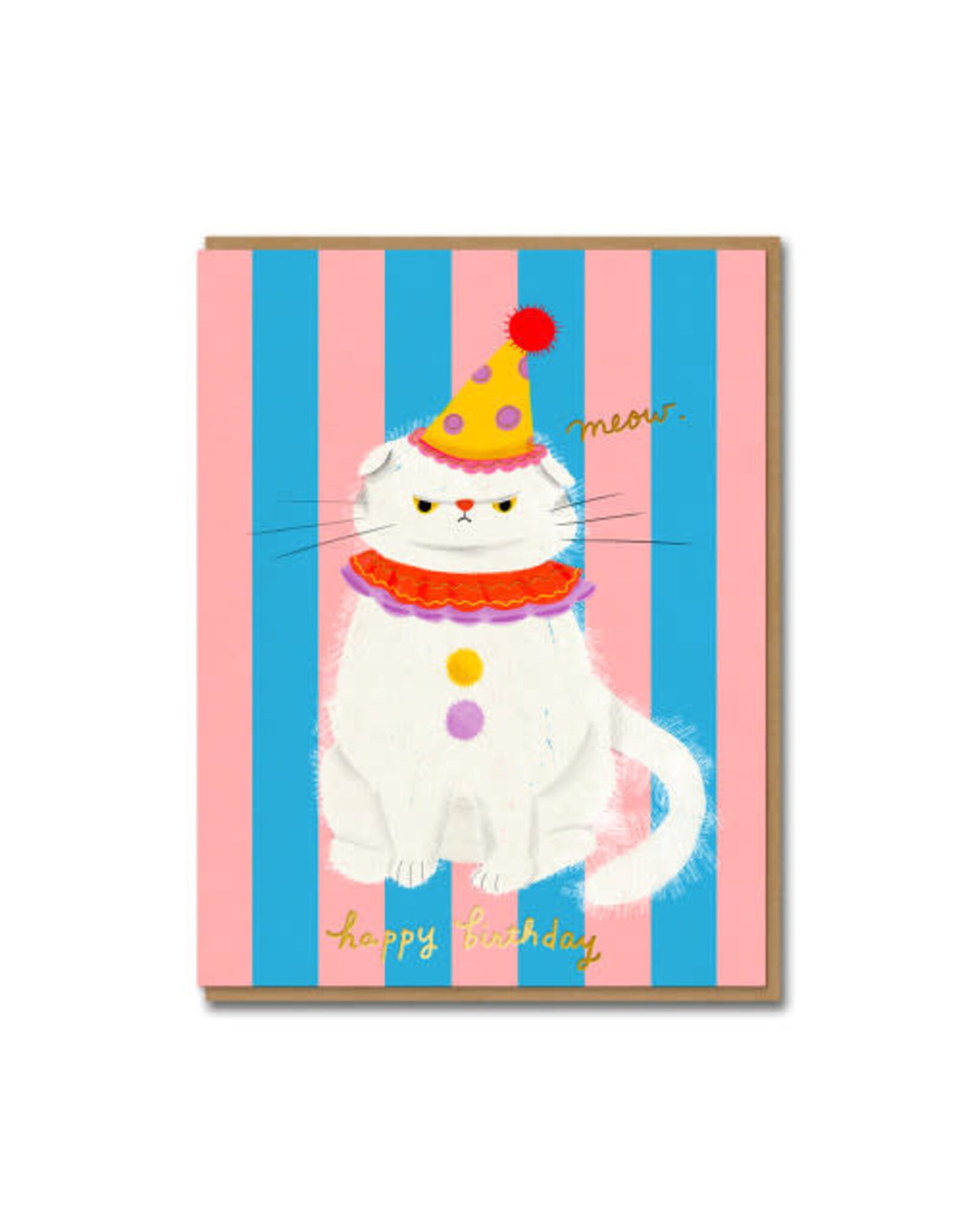 Carolyn Suzuki Goods Wenskaart - Clowny the Cat  - Dubbele kaart en Envelop