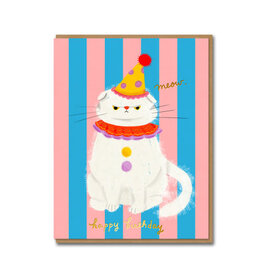 Carolyn Suzuki Goods Wenskaart - Clowny the Cat  - Dubbele kaart en Envelop