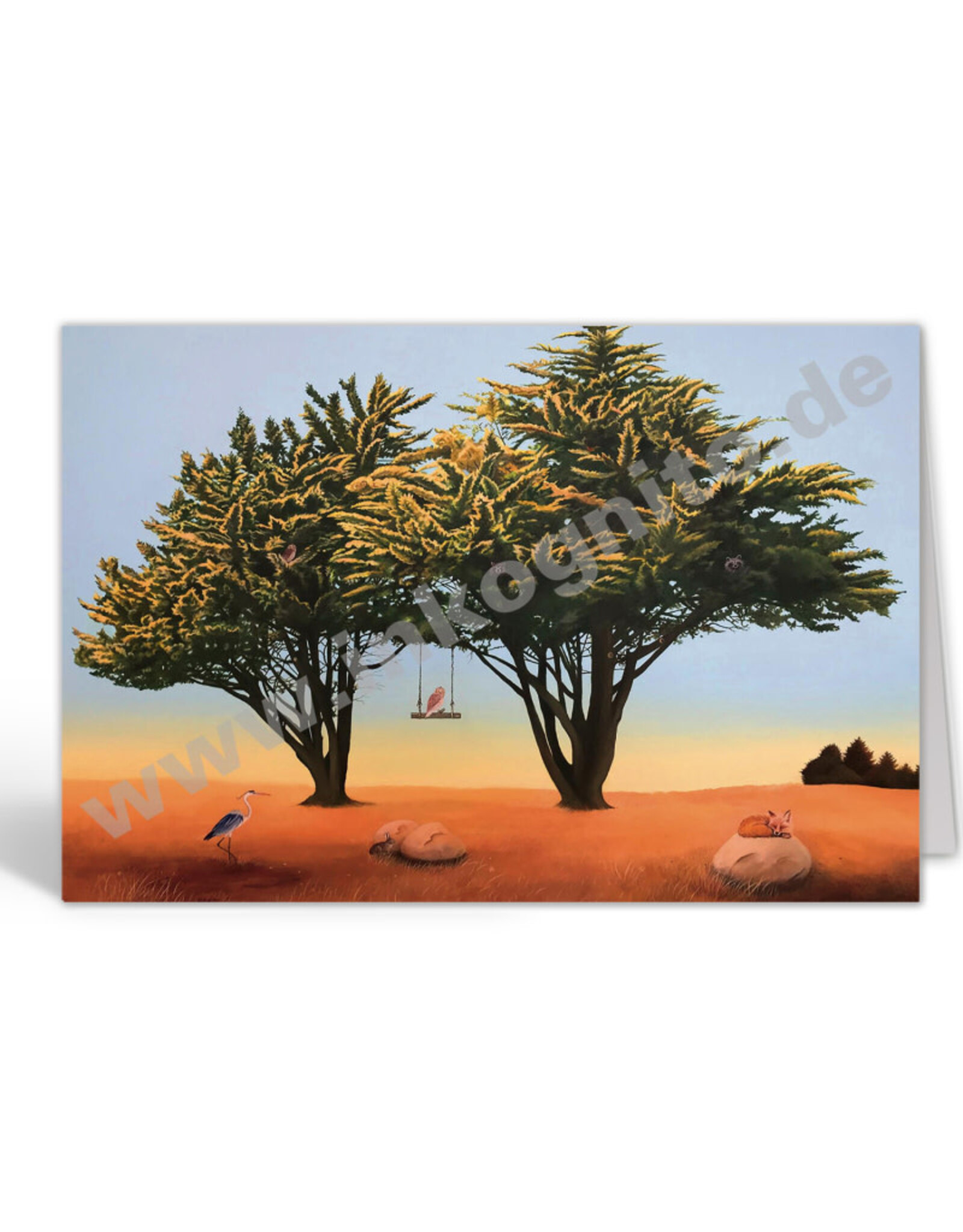Inkognito Wenskaart - Sleeping Fox - Dubbele kaart + Envelop