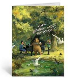 Inkognito Wenskaart - Beer, Happy Birhtday - Dubbele kaart + Envelop
