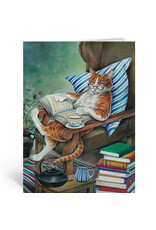 Inkognito Wenskaart - Bücher Kater - Dubbele kaart + Envelop