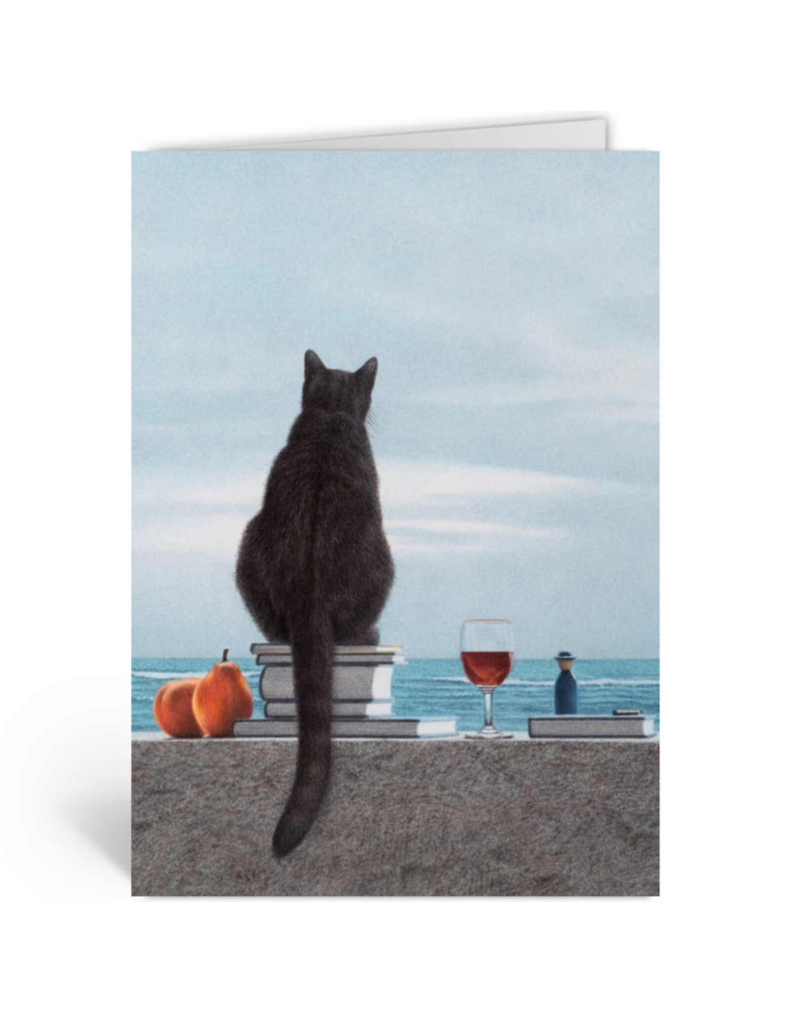 Inkognito Wenskaart - Kat aan Meer - Dubbele kaart + Envelop