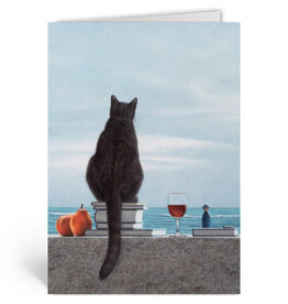Inkognito Wenskaart - Kat aan Meer - Dubbele kaart + Envelop