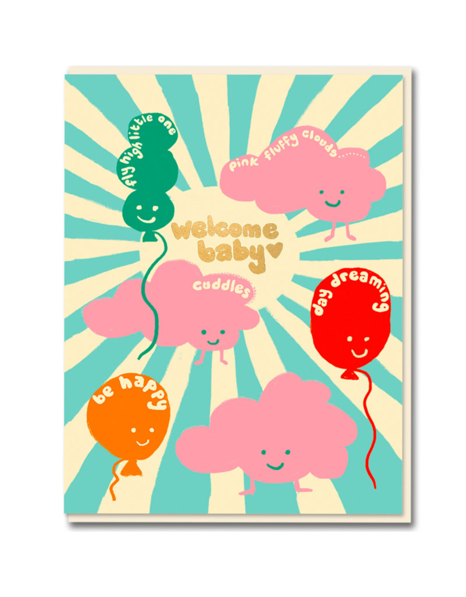 Emma Cooter Draws Wenskaart - Baby Clouds - Dubbele kaart + Envelop