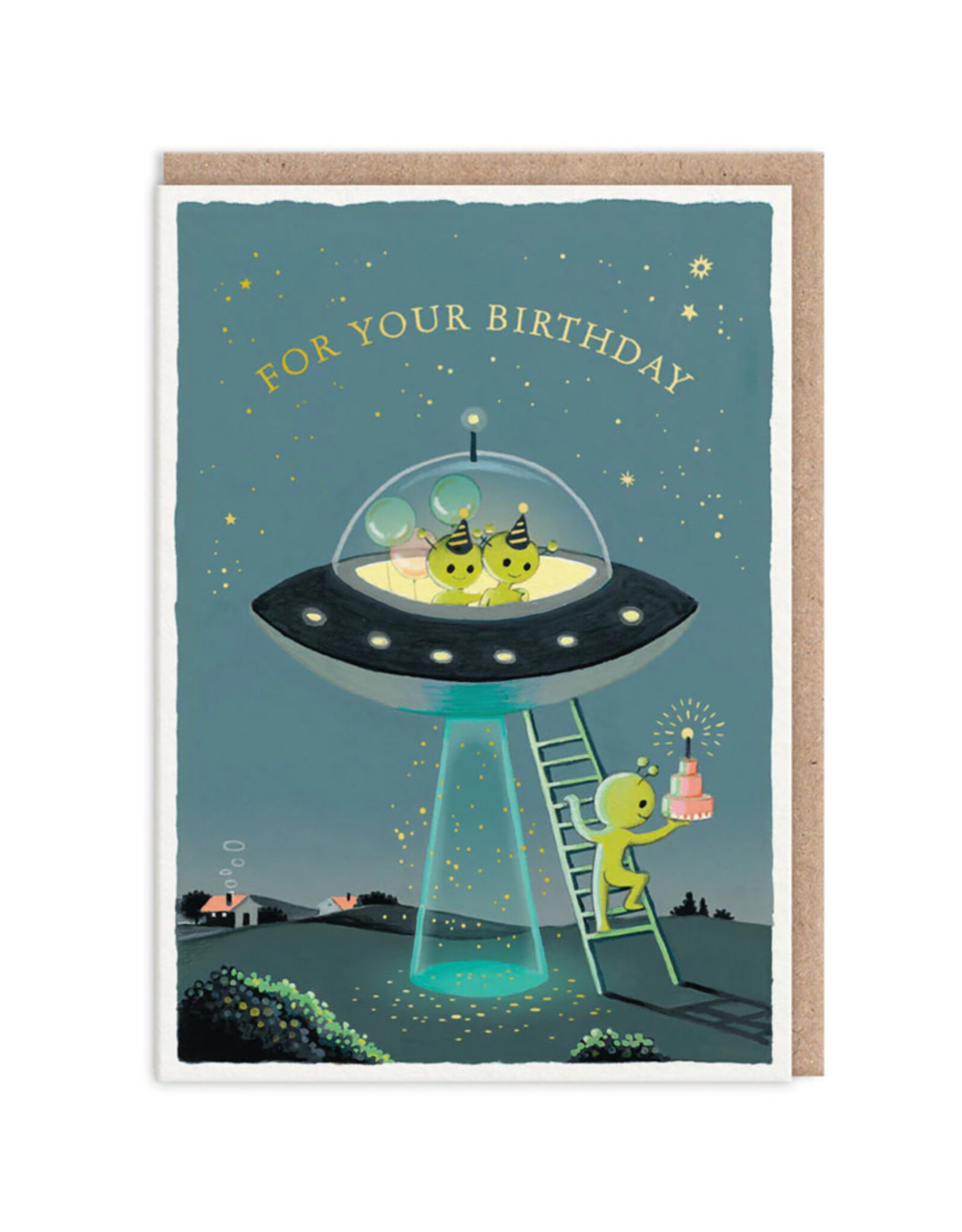 Ohh Deer Wenskaart - Aliens - Dubbele kaart + Envelop