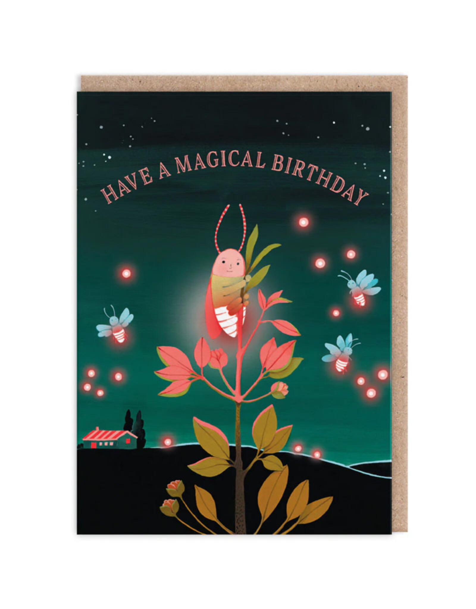 Ohh Deer Wenskaart - Firefly - Dubbele kaart + Envelop