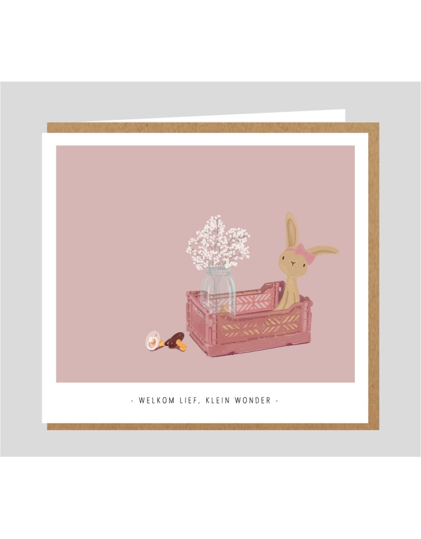 Studio Mie Wenskaart - Welkom, lief klein wonder - 12,5 x 14 cm