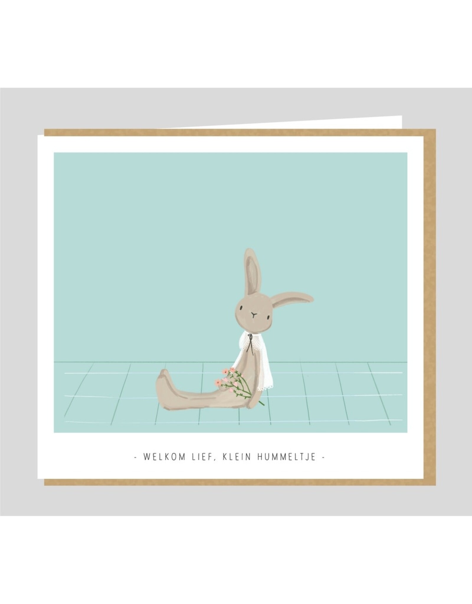 Studio Mie Wenskaart - Welkom lief klein hummeltje - Dubbele kaart + Envelop