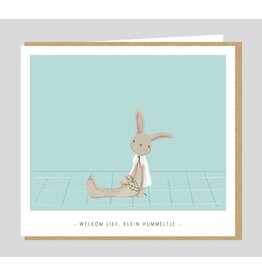 Studio Mie Wenskaart - Welkom lief klein hummeltje - Dubbele kaart + Envelop