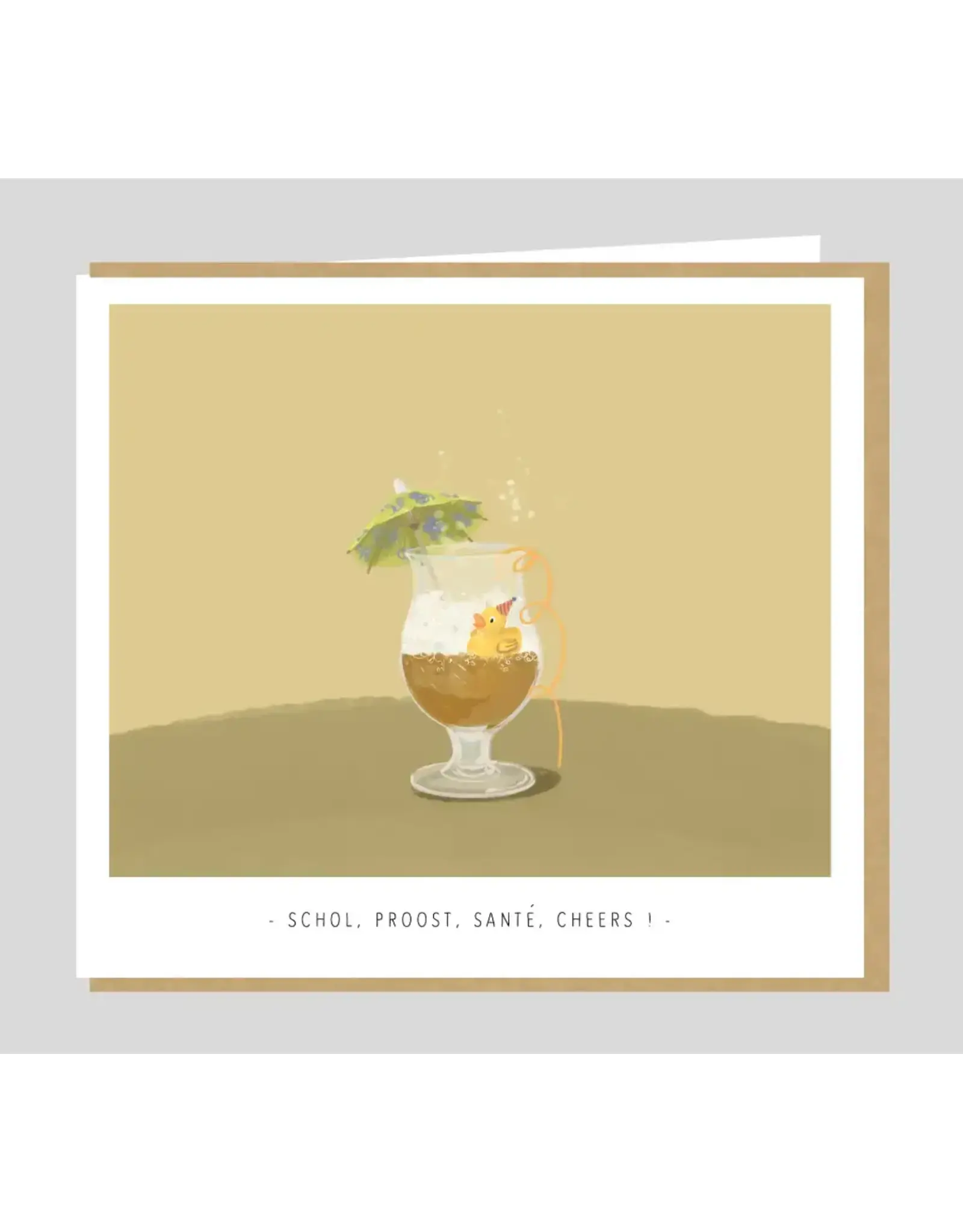 Studio Mie Wenskaart - Schol, Proost, Santé, Cheers! - Dubbele kaart + Envelop