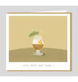 Studio Mie Wenskaart - Schol, Proost, Santé, Cheers! - Dubbele kaart + Envelop