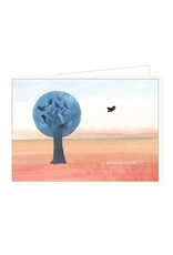 Lieve Claesen Wenskaart - Blauwe Boom, In gedachten bij jullie - Dubbele kaart en Envelop