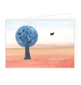 Lieve Claesen Wenskaart - Blauwe Boom, In gedachten bij jullie - Dubbele kaart en Envelop