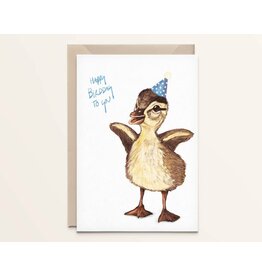 Kathings Wenskaart - Duckling, Happy Birthday - Dubbele kaart + Envelop