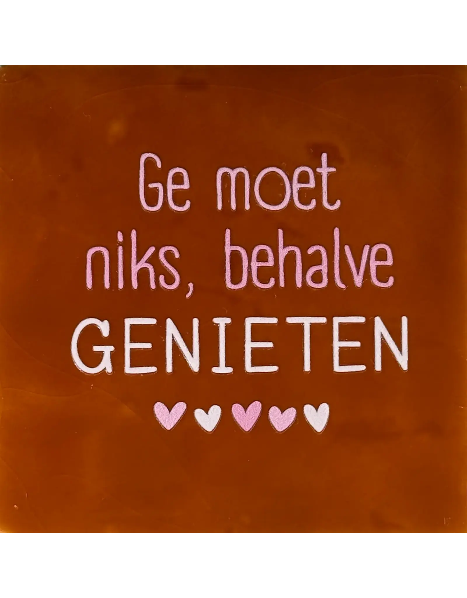 Yett Tegeltje - Ge moet niks, Terra/Roze - 10x10